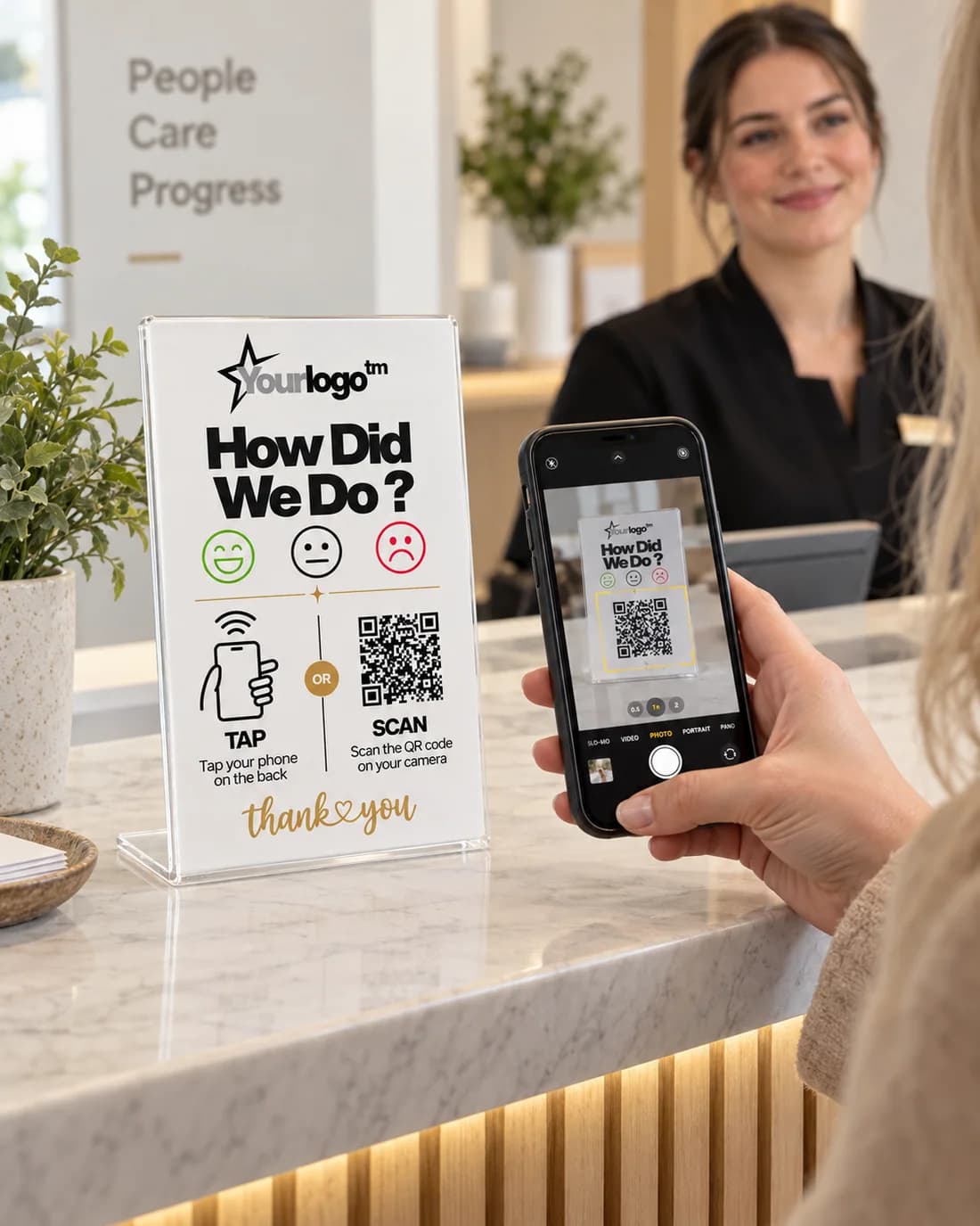 Clinic / service customer using a QRTAP product
